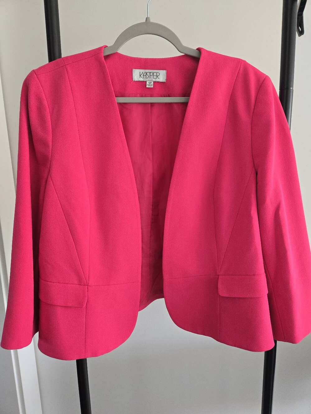 Kasper Open Front Career Blazer Jacket Hot Pink Size 16P Petite